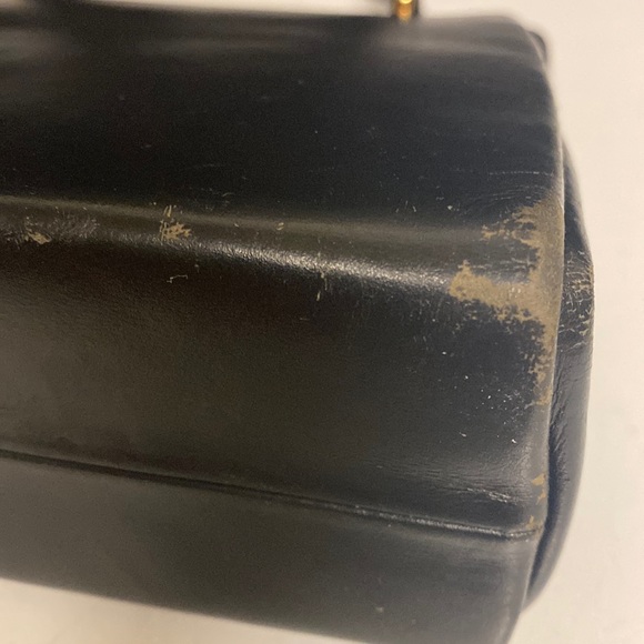 Harrods Black Leather Satchel Purse - Picture 9 of 17